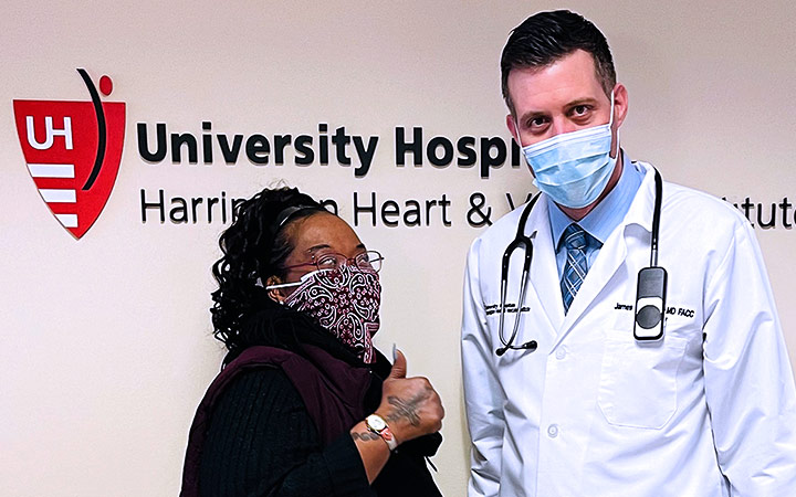 Katrina Cox with her doctor James Cireddu, MD at the UH Harrington Heart & Vascular Institute.